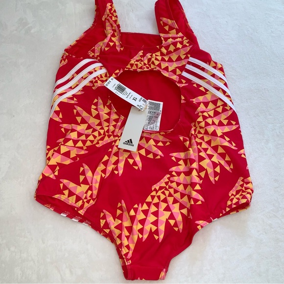 Farm Rio x adidas red orange white one piece swimsuit size 1XL new with tags - Picture 3 of 12